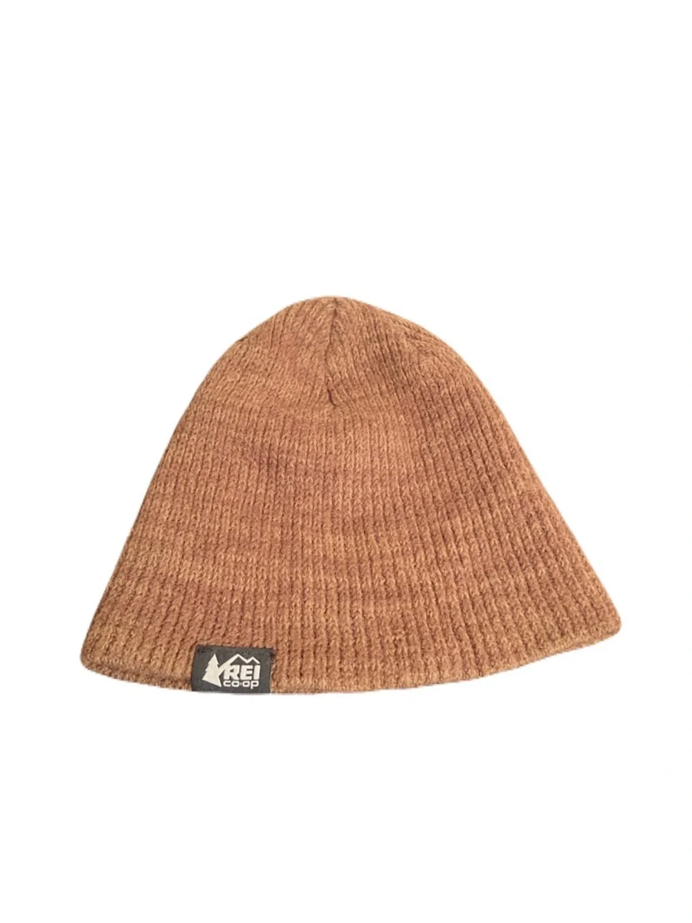 REI Co-Op Wool Blend Logo Winter Beanie Hat in Golden Brown, OSFM
